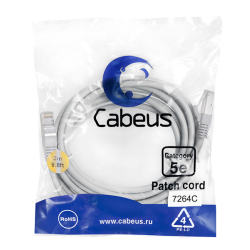Cabeus PC-FTP-RJ45-Cat.5e-3m Патч-корд F/UTP, категория 5е, 2xRJ45/8p8c, экранированный, серый, PVC, 3м