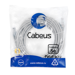 Cabeus PC-UTP-RJ45-Cat.5e-10m Патч-корд U/UTP, категория 5е, 2xRJ45/8p8c, неэкранированный, серый, PVC, 10м