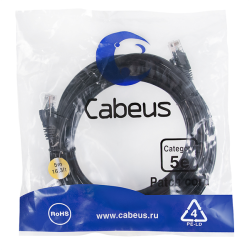 Cabeus PC-UTP-RJ45-Cat.5e-5m-BK-LSZH Патч-корд U/UTP, категория 5е, 2xRJ45/8p8c, неэкранированный, черный, LSZH, 5м