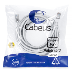 Cabeus PC-FTP-RJ45-Cat.5e-10m-LSZH Патч-корд F/UTP,категория 5е, 2xRJ45/8p8c, экранированный, серый, LSZH, 10м