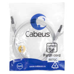 Cabeus PC-FTP-RJ45-Cat.5e-1m-LSZH Патч-корд F/UTP, категория 5е, 2xRJ45/8p8c, экранированный, серый, LSZH, 1м