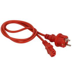 Шнур питания C13-Schuko прямая, 3х0.75, 220В, 10А, красный, 1 метр