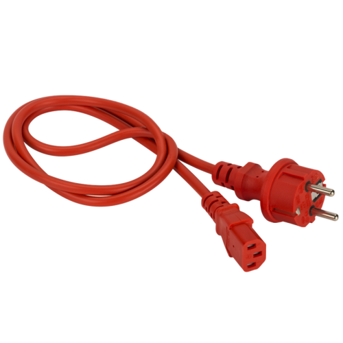 Шнур питания C13-Schuko прямая, 3х0.75, 220В, 10А, красный, 1 метр