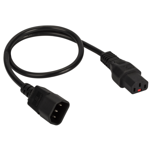 Шнур питания с блокировкой C13-C14, 3х0.75, 220В, 10А, черный, 3 метра