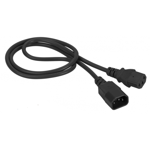 Шнур питания C13-C14, 3х0.75, 220В, 10А, черный, 1 метр