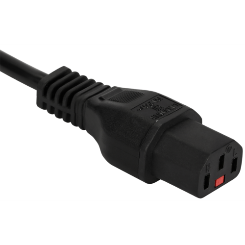 Шнур питания с блокировкой C13-Schuko прямая, 3х0.75, 220В, 10А, черный, 2 метра