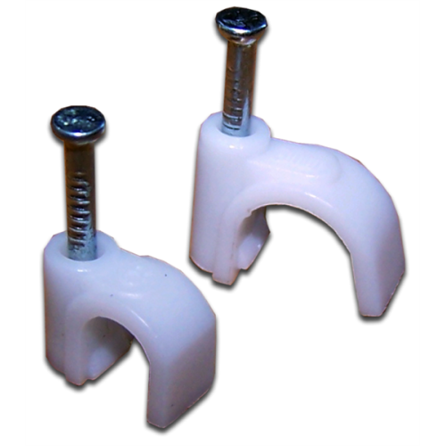 Клипса кабельная круглая, диаметр 8 мм, 100 шт., белая