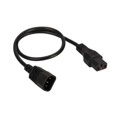 Шнур питания с блокировкой C13-C14, 3х0.75, 220В, 10А, черный, 1.5 метра