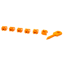 Комплект заглушек порта RJ-45 (6 шт.) + ключ, оранжевый