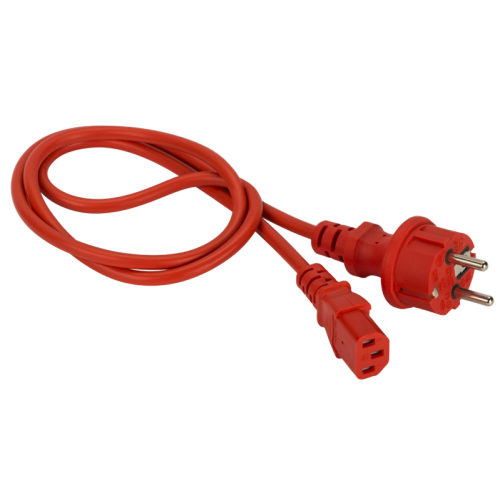 Шнур питания C13-Schuko прямая, 3х0.75, 220В, 10А, красный, 2 метра