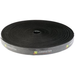 Хомут-липучка LANMASTER шириной 20 мм, 30 м, черный