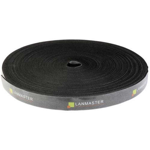 Хомут-липучка LANMASTER шириной 20 мм, 30 м, черный