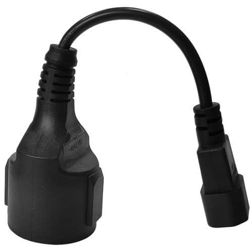 Шнур переходной, вилка C14 - розетка Schuko, 3х0.75, 220В, 10А, черный, 0.2 метра