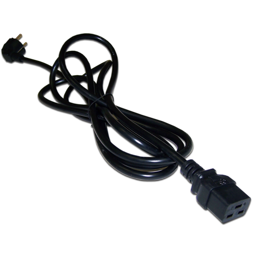 Шнур питания C19-Schuko угловая, 3х1.5, 220В, 16А, черный, 0.5 метра