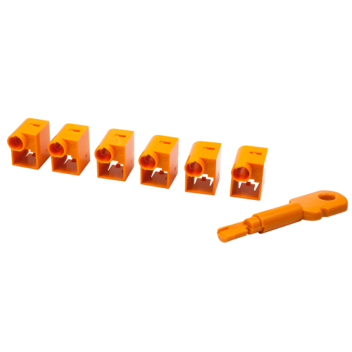 Комплект блокираторов коннектора RJ-45 (6 шт.) + ключ, оранжевый