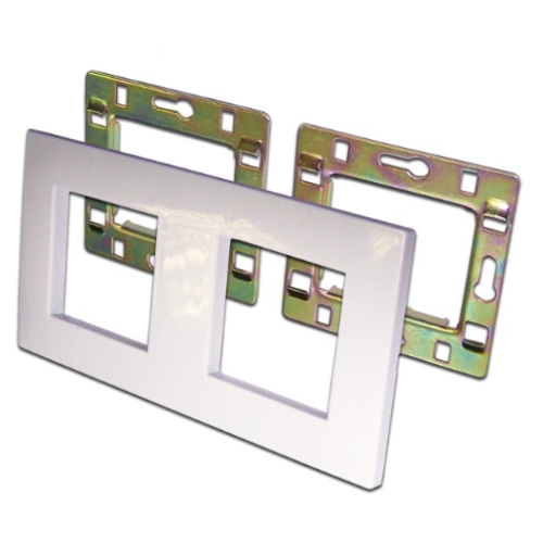 Рамка 2-постовая 45х45, с суппортами, белая