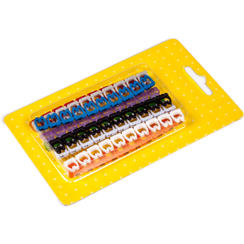 Набор цветных маркировочных кабельных клипс с цифрами, для кабелей диаметром до 5.5 мм