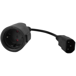 Шнур переходной, вилка C14 - розетка Schuko, 3х0.75, 220В, 10А, черный, 0.2 метра