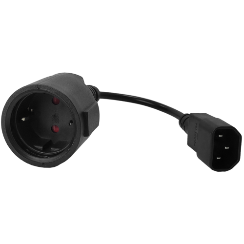 Шнур переходной, вилка C14 - розетка Schuko, 3х0.75, 220В, 10А, черный, 0.2 метра