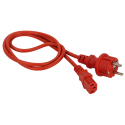 Шнур питания C13-Schuko прямая, 3х0.75, 220В, 10А, красный, 1.8 метра
