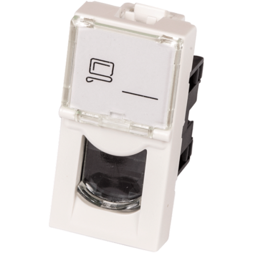 Вставка Mosaic 22.5x45, RJ-45 UTP, кат.6, со шторкой и увеличенным окном маркировки, белая