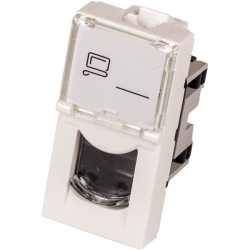 Вставка Mosaic 22.5x45, RJ-45 UTP, кат.5e, со шторкой и увеличенным окном маркировки, белая