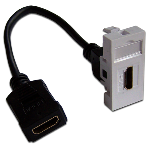 Вставка Mosaic 22.5x45 с адаптером HDMI с удлинителем, мама-мама, белая