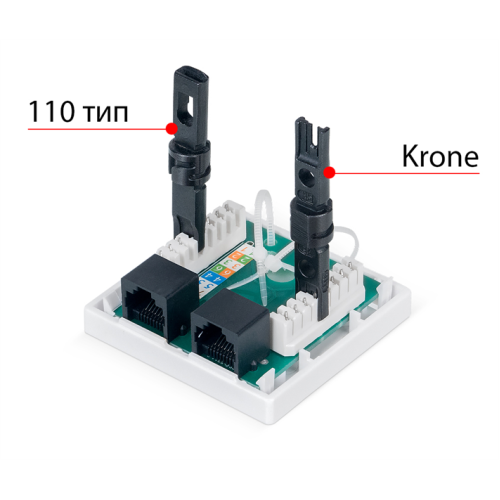 Cabeus WS-8P8C-Cat.6-2 Розетка компьютерная RJ-45(8P8C), категория 6, двойная, внешняя, Dual IDC