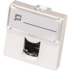 Вставка Вставка Mosaic 45x45, RJ-45 UTP, кат.5e, со шторкой и увеличенным окном маркировки, белая