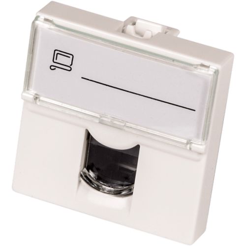 Вставка Вставка Mosaic 45x45, RJ-45 UTP, кат.5e, со шторкой и увеличенным окном маркировки, белая