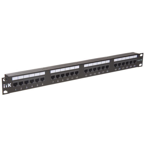 ITK 1U патч-панель кат. 5Е UTP 24 порта (Dual) с каб. орг-м