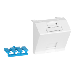 Вставка 45x45 на 1 кейстоун, угловая, со шторкой, маркировкой и иконками, белая