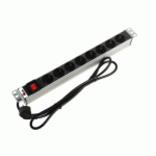 ЦМО Блок розеток Rem-16 с выкл., 8 Schuko, 16 A, алюм., 19