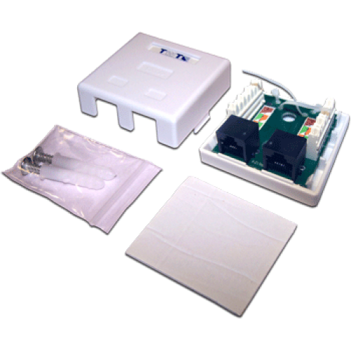 Настенная розетка, 1 порт RJ-45 категории 5е и 1 порт RJ-12, UTP, белая