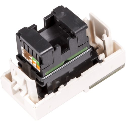Вставка Mosaic 22.5x45, RJ-45 UTP, кат.6, со шторкой и увеличенным окном маркировки, белая