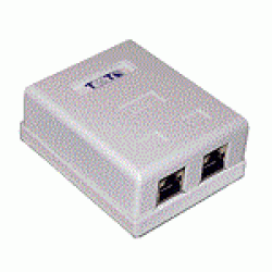 Настенная розетка, 2 порта RJ-45 категории 5е, UTP, белая