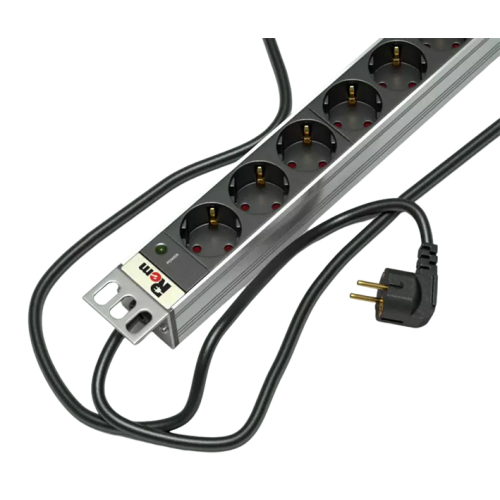 ЦМО Блок розеток Rem-16 с инд., 9 Schuko, 16 A, алюм., 19