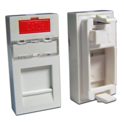 Вставка 22.5x45 на 1 кейстоун, со шторкой, маркировкой и иконкой, белая