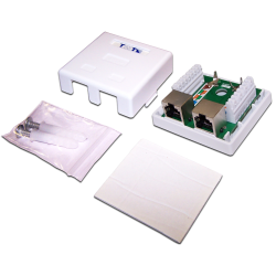 Настенная розетка, 2 порта RJ-45 категории 5е, STP, белая