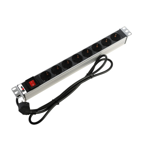 ЦМО Блок розеток Rem-16 с выкл., 8 Schuko, 16 A, алюм., 19