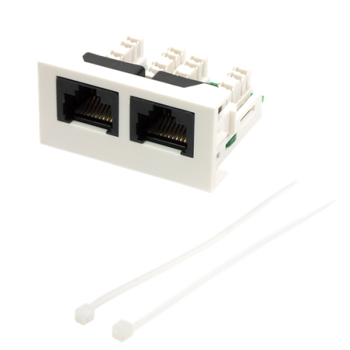 Вставка Mosaic 22.5x45 2xRJ45 Cat.5e, белая
