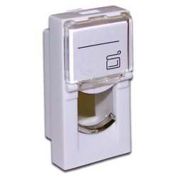 Вставка 22.5x45 на 1 модуль, со шторкой и увеличенным окном маркировки, белая