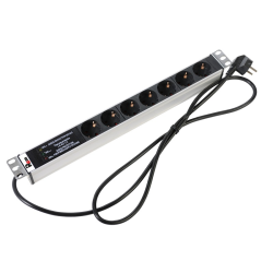 ЦМО Блок розеток Rem-16 с фил. и инд., 7 Schuko, 16 A, алюм., 19