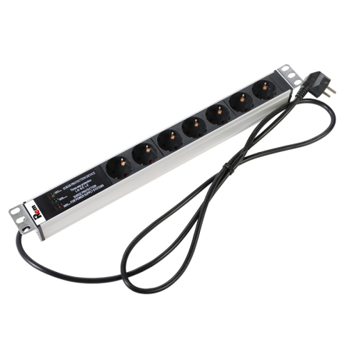 ЦМО Блок розеток Rem-16 с фил. и инд., 7 Schuko, 16 A, алюм., 19