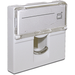 Вставка 45x45 на 1 модуль, со шторкой и увеличенным окном маркировки, белая