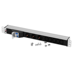 ЦМО Блок розеток Rem-32 с авт., 3 Sсhuko, 5 IEC 60320 C13, 32 А, алюм., 19