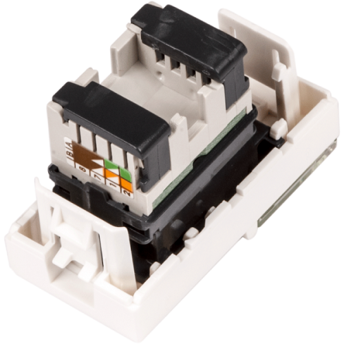 Вставка Mosaic 22.5x45, RJ-45 UTP, кат.5e, со шторкой и увеличенным окном маркировки, белая