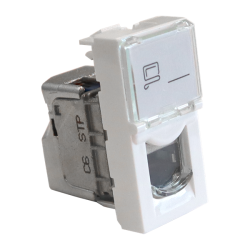 Вставка Mosaic 22.5x45, RJ-45 STP, кат.6, со шторкой и увеличенным окном маркировки, белая