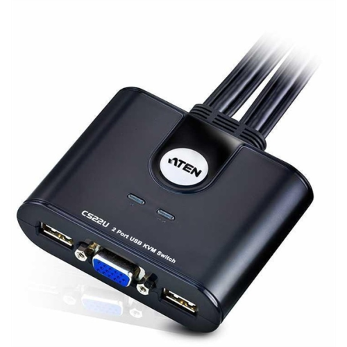 ATEN 2-Port USB VGA Cable KVM Switch with Remote Port Selector (CS22U-A7)
