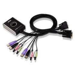 ATEN 2-Port USB DVI/Audio Cable KVM Switch with Remote Port Selector